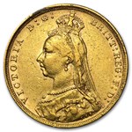 1887-1893 Australia Gold Sovereign Victoria Jubilee Avg Circ