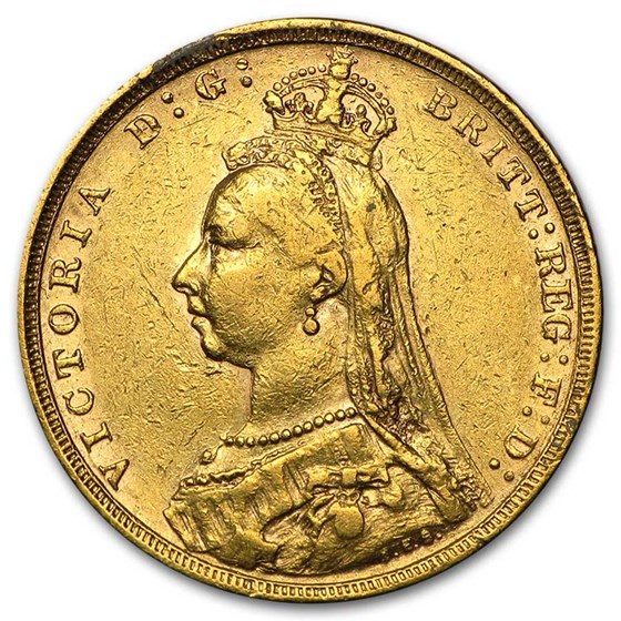 1887-1893 Australia Gold Sovereign Victoria Jubilee Avg Circ 1887-1893 Australia Gold Sovereign Victoria Jubilee Avg Circ