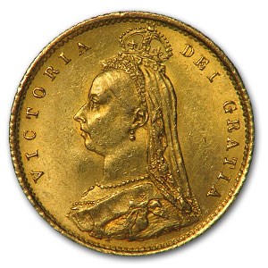 1887-1893 Great Britain Gold Half Sov. Victoria Jubilee AU 1887-1893 Great Britain Gold Half Sov. Victoria Jubilee AU
