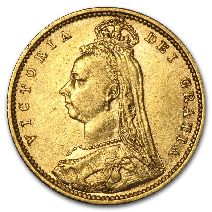 1887-1893 Great Britain Gold Half Sov. Victoria Jubilee Avg Circ