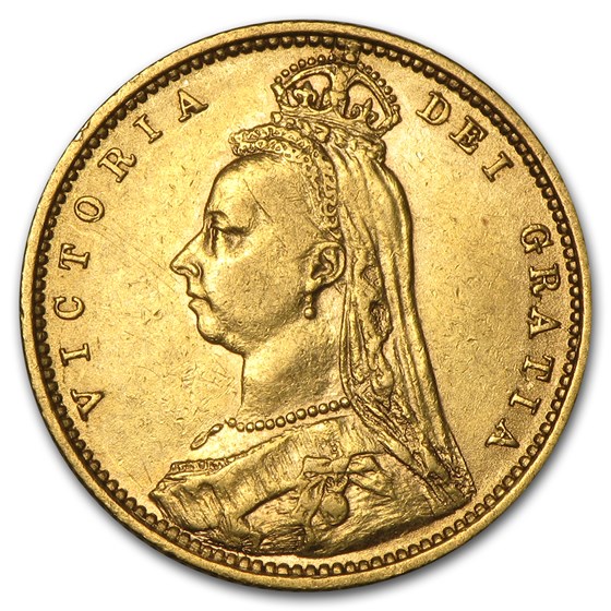 1887-1893 Great Britain Gold Half Sov. Victoria Jubilee Avg Circ 1887-1893 Great Britain Gold Half Sov. Victoria Jubilee Avg Circ