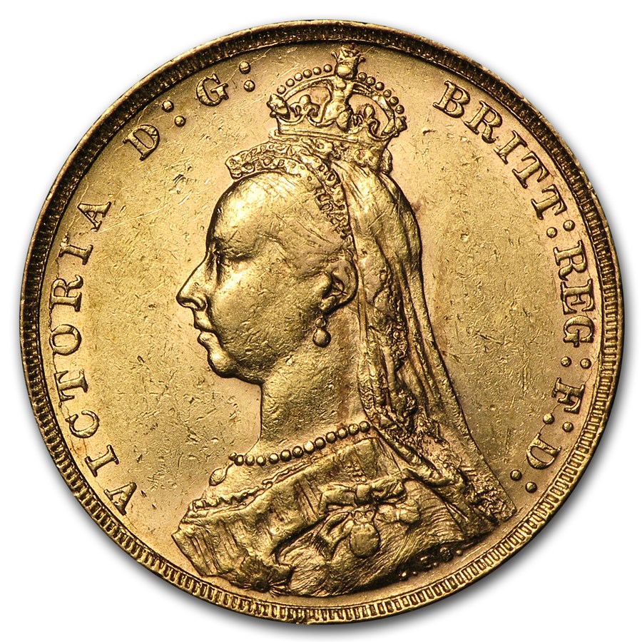 1887-1893 Great Britain Gold Sovereign Victoria Jubilee VG-XF