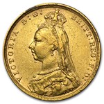 1887-1893-M Australia Gold Sovereign Victoria Jubilee Avg Circ