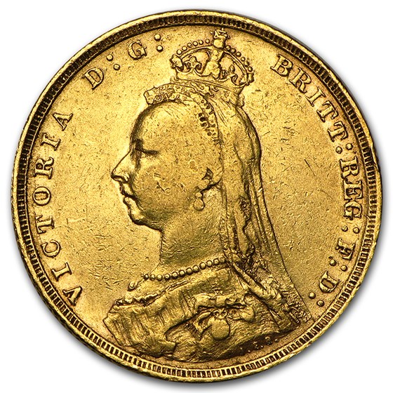 1887-1893-S Australia Gold Sovereign Victoria Jubilee Avg Circ 1887-1893-S Australia Gold Sovereign Victoria Jubilee Avg Circ