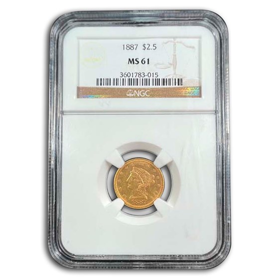 1887 $2.50 Liberty Gold Quarter Eagle MS-61 NGC 1887 $2.50 Liberty Gold Quarter Eagle MS-61 NGC