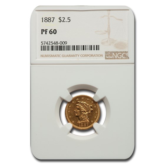 1887 $2.50 Liberty Gold Quarter Eagle PF-60 NGC 1887 $2.50 Liberty Gold Quarter Eagle PF-60 NGC