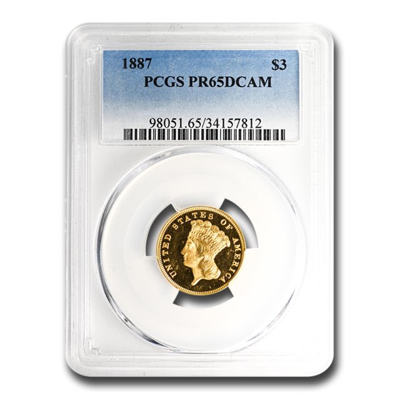 1887 $3 Gold Princess PR-65 DCAM PCGS 1887 $3 Gold Princess PR-65 DCAM PCGS