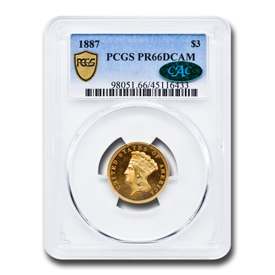 1887 $3 Gold Princess PR-66 DCAM PCGS CAC 1887 $3 Gold Princess PR-66 DCAM PCGS CAC