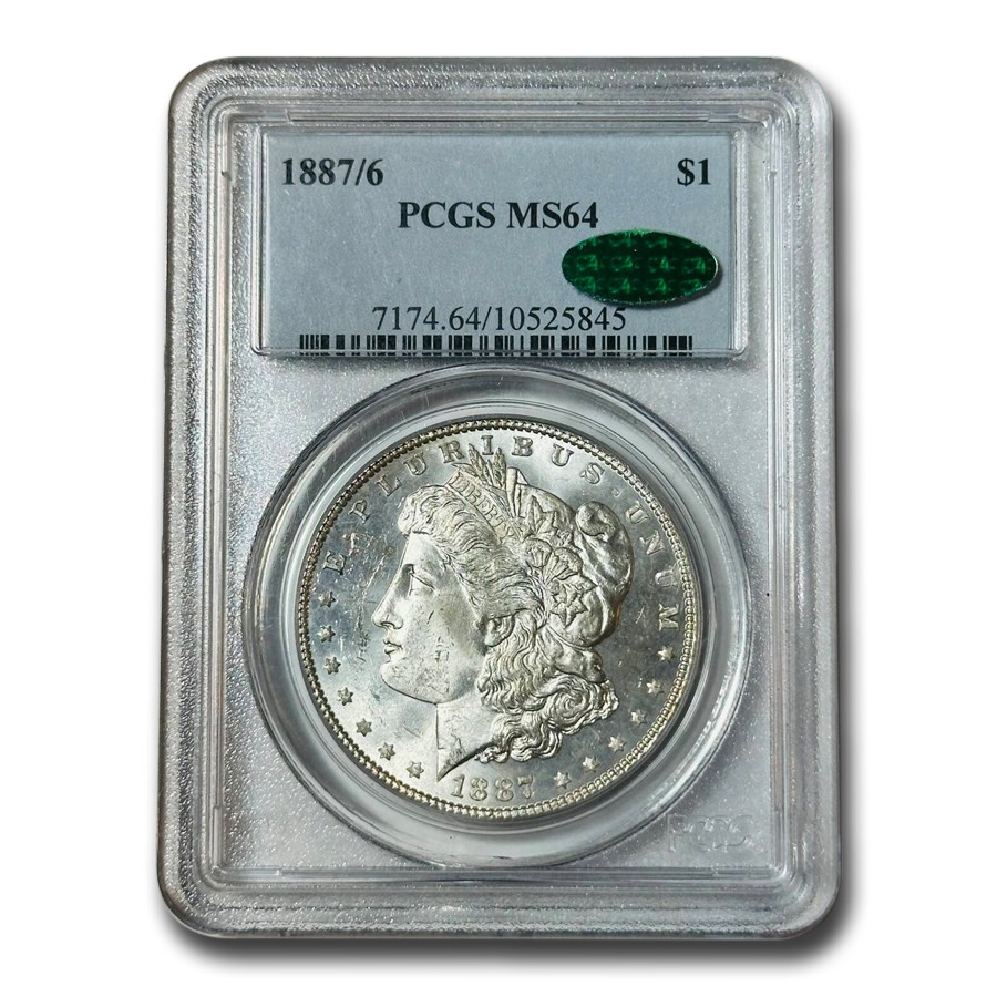 1887/6 Morgan Dollar MS-64 PCGS CAC
