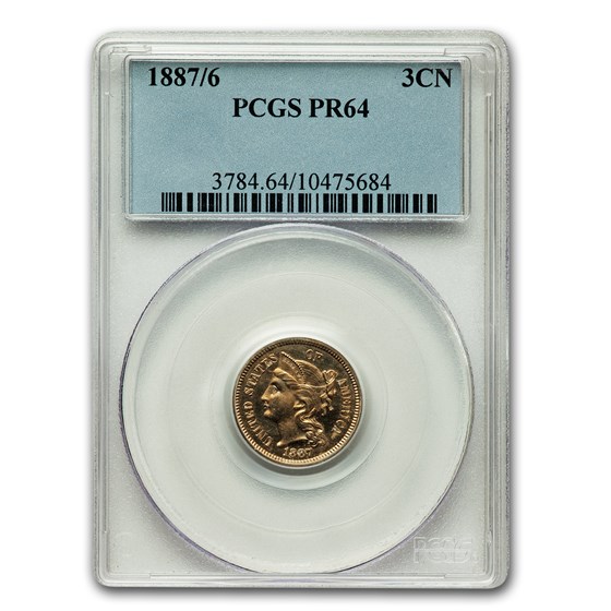 1887/6 Three Cent Nickel PR-64 PCGS 1887/6 Three Cent Nickel PR-64 PCGS