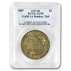 1887 AU-55 PCGS (VAM-1A, Donkey Tail, Top-100) 1887 AU-55 PCGS (VAM-1A, Donkey Tail, Top-100)