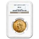 1887 Great Britain Gold 2 Pounds Victoria MS-61 NGC