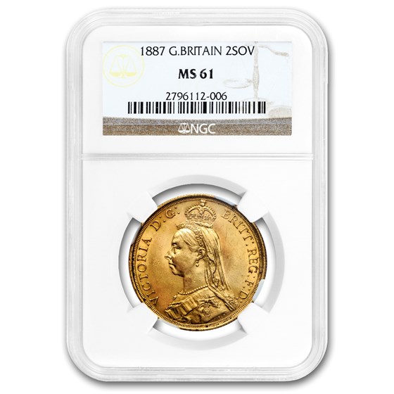 1887 Great Britain Gold 2 Pounds Victoria MS-61 NGC 1887 Great Britain Gold 2 Pounds Victoria MS-61 NGC