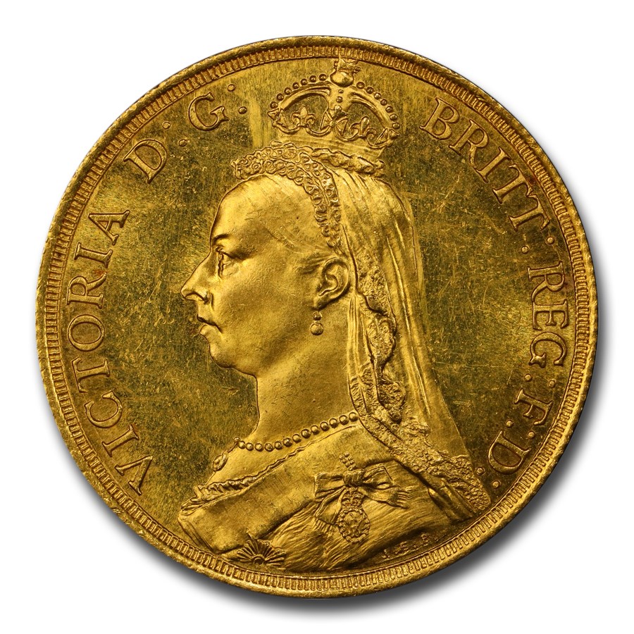1887 Great Britain Gold 2 Pounds Victoria MS-63 PCGS