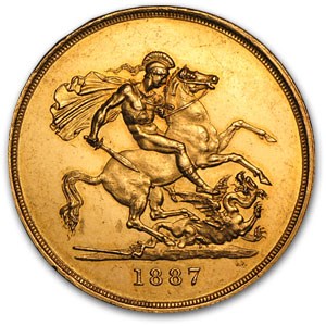 1887 Great Britain Gold £5 AU 1887 Great Britain Gold £5 AU