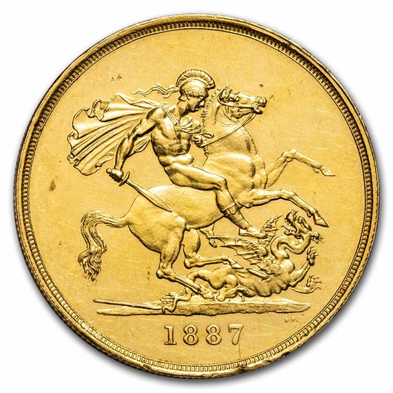 1887 Great Britain Gold 5 Sovereign AU 1887 Great Britain Gold 5 Sovereign AU