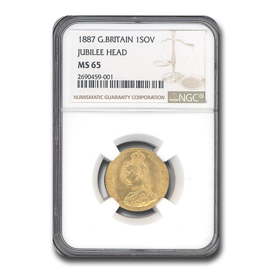 1887 Great Britain Gold Sovereign MS-65 NGC