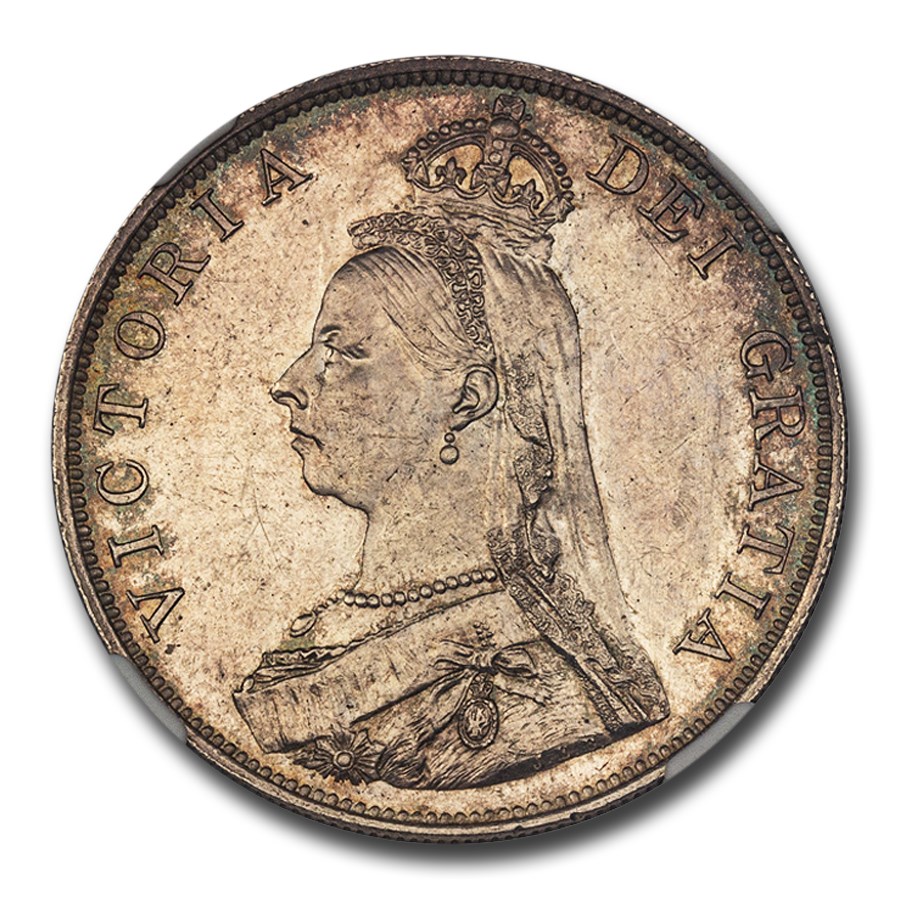 1887 Great Britain Silver Double Florin Victoria MS-65 NGC