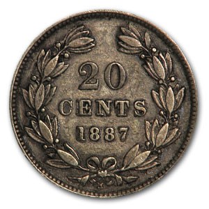 1887-H Nicaragua Silver 20 Centavos XF 1887-H Nicaragua Silver 20 Centavos XF