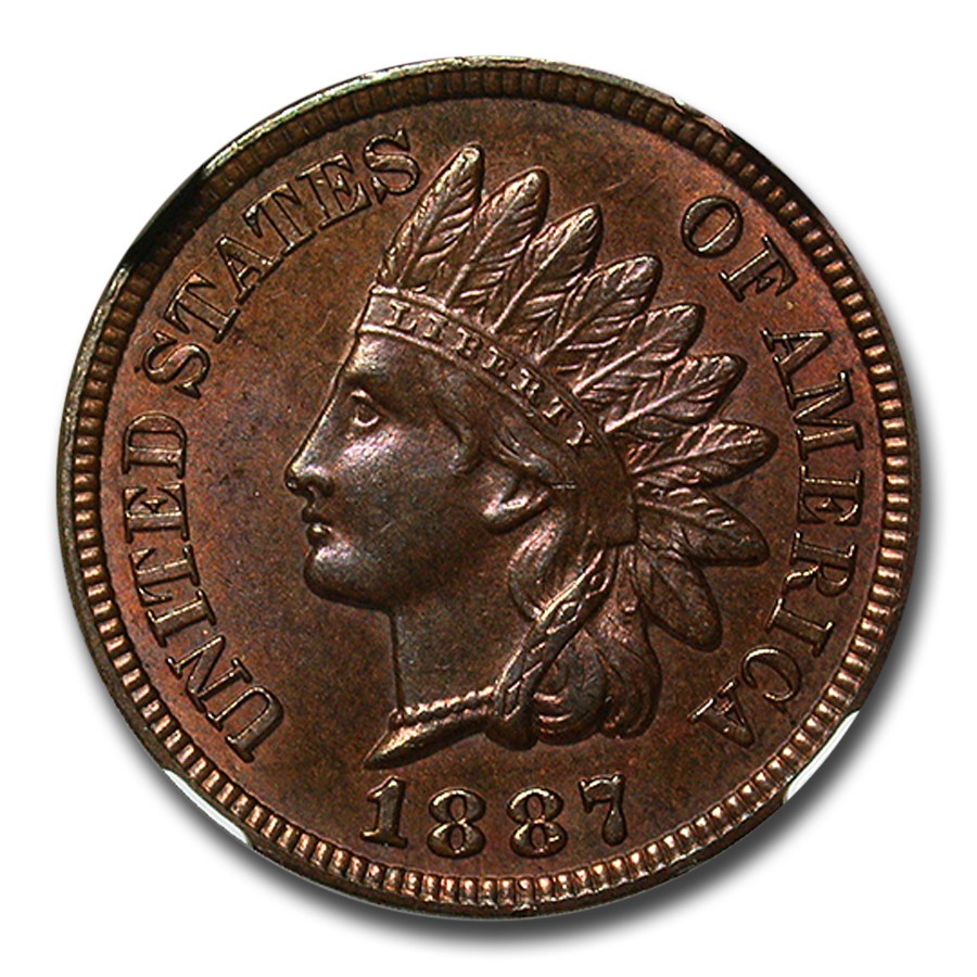 1887 Indian Head Cent MS-64 NGC (Brown)