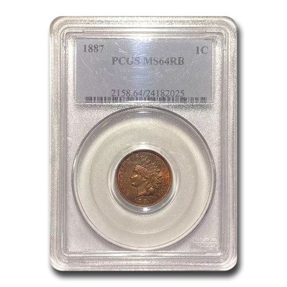 1887 Indian Head Cent MS-64 PCGS (Red/Brown)