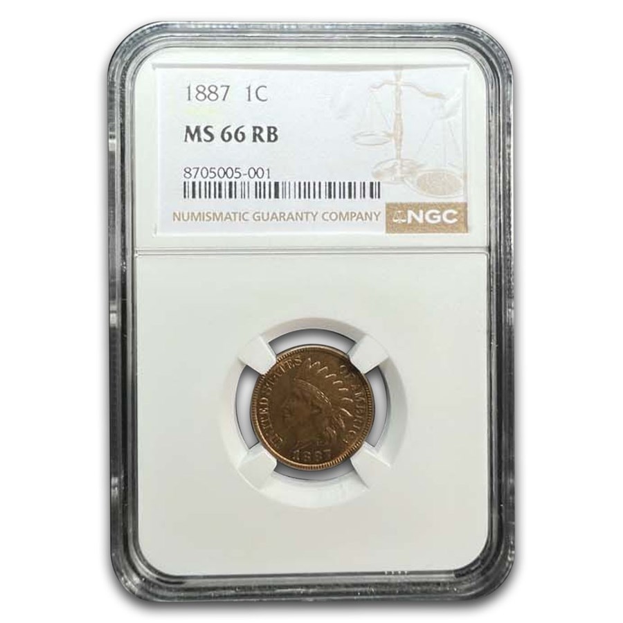 1887 Indian Head Cent MS-66 NGC (Red/Brown)