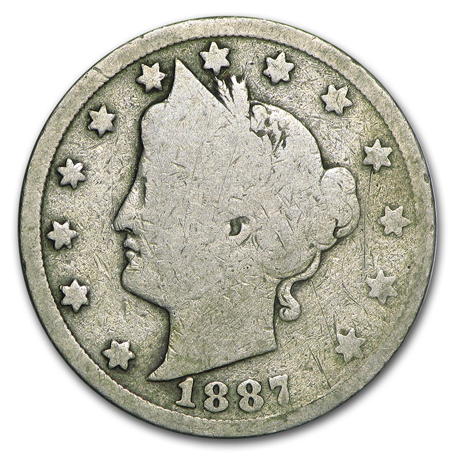 1887 Liberty Head V Nickel AG