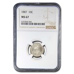 1887 Liberty Seated Dime MS-67 NGC