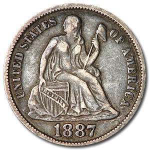 1887 Liberty Seated Dime VF