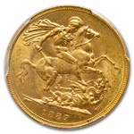 1887-M Australia Gold Sovereign Young Victoria MS-61 PCGS