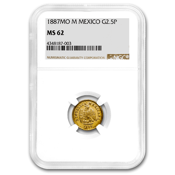 1887 Mo-M Mexico Gold 2 1/2 Pesos MS-62 NGC 1887 Mo-M Mexico Gold 2 1/2 Pesos MS-62 NGC