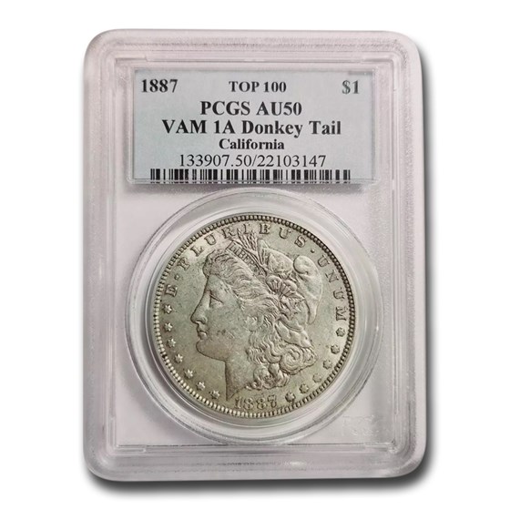 1887 Morgan Dollar AU-50 PCGS (VAM-1A Donkey Tail) 1887 Morgan Dollar AU-50 PCGS (VAM-1A Donkey Tail)