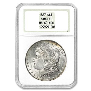 1887 Morgan Dollar MS-60 NGC (Rare Sample Slab) 1887 Morgan Dollar MS-60 NGC (Rare Sample Slab)