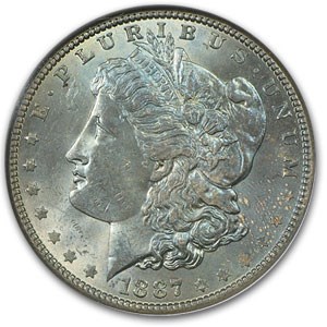 1887 Morgan Dollar MS-62 NGC (Peacock Blue Obverse) 1887 Morgan Dollar MS-62 NGC (Peacock Blue Obverse)