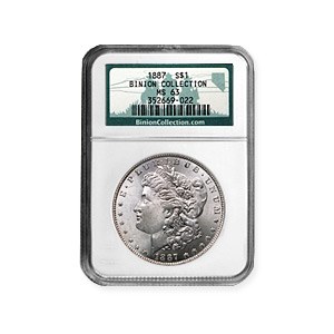 1887 Morgan Dollar MS-63 NGC (Binion Collection) 1887 Morgan Dollar MS-63 NGC (Binion Collection)