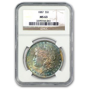 1887 Morgan Dollar MS-63 NGC (Green & Blue Toning) 1887 Morgan Dollar MS-63 NGC (Green & Blue Toning)