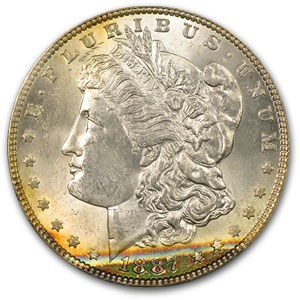 1887 Morgan Dollar MS-63 PCGS (Cool Album Toning) 1887 Morgan Dollar MS-63 PCGS (Cool Album Toning)