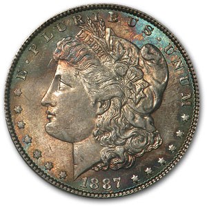 1887 Morgan Dollar MS-63 PCGS (Obv Toning) 1887 Morgan Dollar MS-63 PCGS (Obv Toning)
