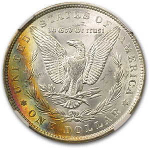1887 Morgan Dollar MS-64 NGC Rainbow (Crescent Rev Toning) 1887 Morgan Dollar MS-64 NGC Rainbow (Crescent Rev Toning)