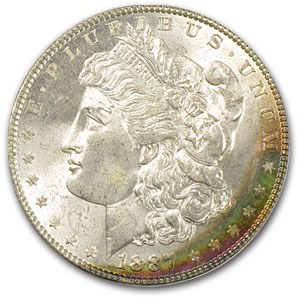 1887 Morgan Dollar MS-64 PCGS (Crescent Rainbow Obv) 1887 Morgan Dollar MS-64 PCGS (Crescent Rainbow Obv)