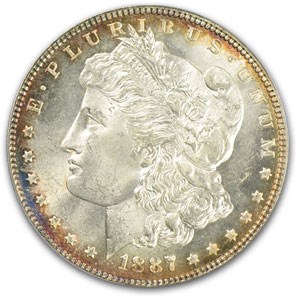 1887 Morgan Dollar MS-64 PCGS (Decorative Toned Rims) 1887 Morgan Dollar MS-64 PCGS (Decorative Toned Rims)