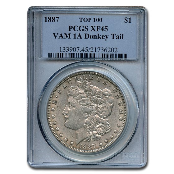 1887 Morgan Dollar XF-45 PCGS (VAM-1A, Donkey Tail, Top-100) 1887 Morgan Dollar XF-45 PCGS (VAM-1A, Donkey Tail, Top-100)