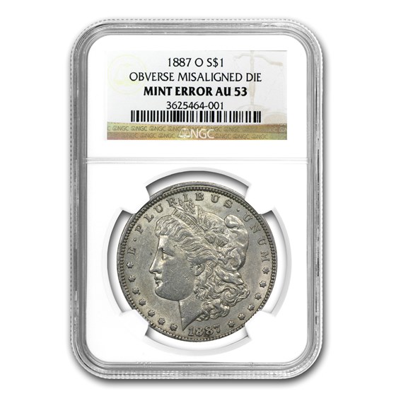 1887-O Morgan Dollar AU 53 NGC (Obv Misaligned Die Error) 1887-O Morgan Dollar AU 53 NGC (Obv Misaligned Die Error)