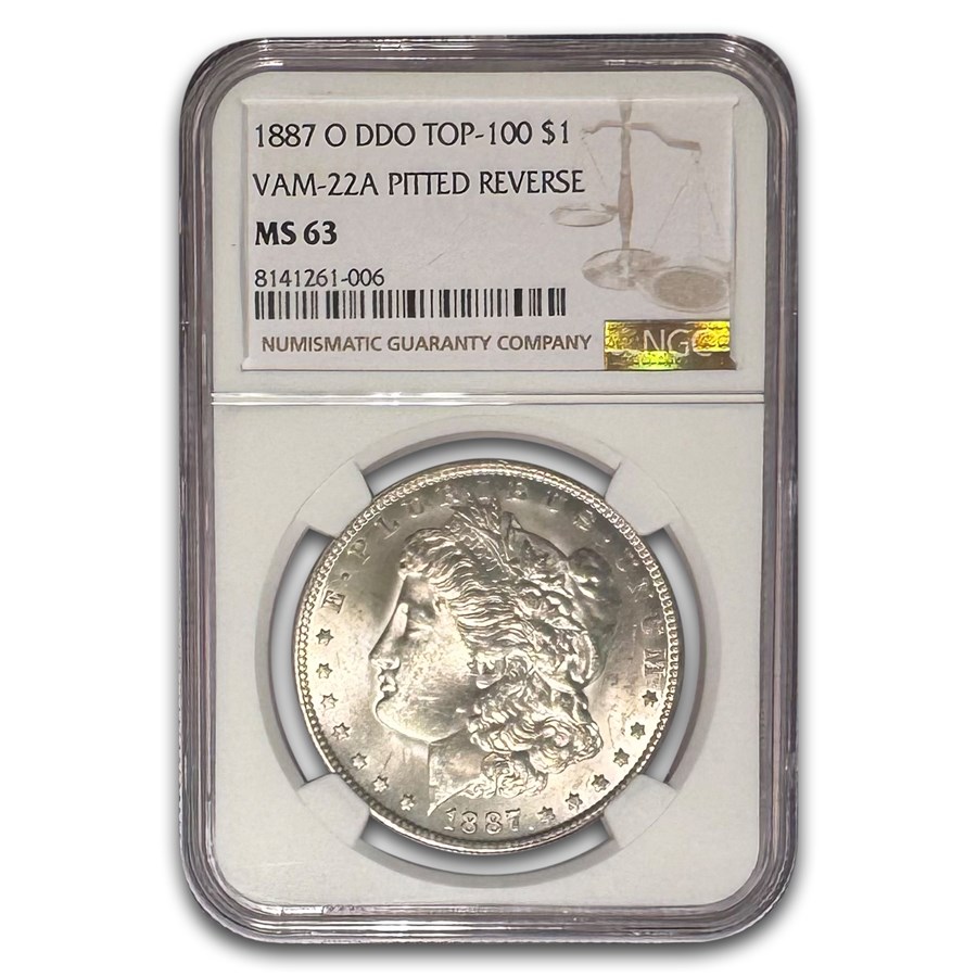 1887-O Morgan Dollar MS-63 NGC (DDO, VAM-22A Pitted Reverse)