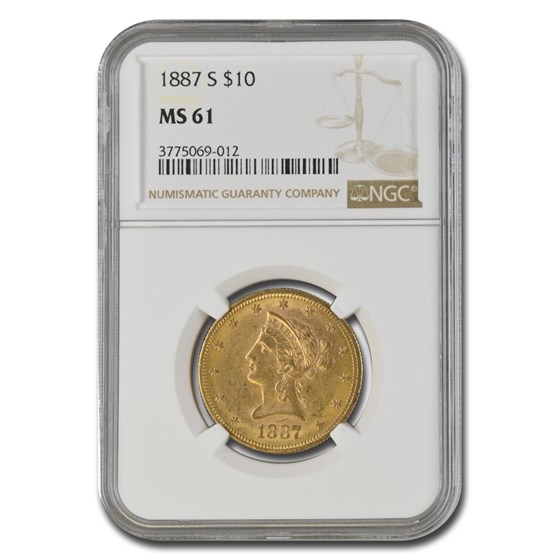 1887-S $10 Liberty Gold Eagle MS-61 NGC