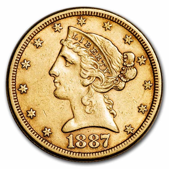 1887-S $5 Liberty Gold Half Eagle AU 1887-S $5 Liberty Gold Half Eagle AU