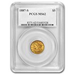 1887-S $5 Liberty Gold Half Eagle MS-62 PCGS