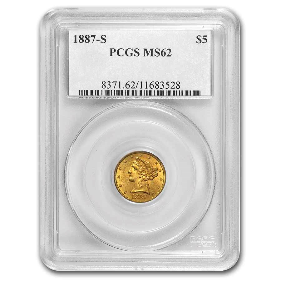 1887-S $5 Liberty Gold Half Eagle MS-62 PCGS
