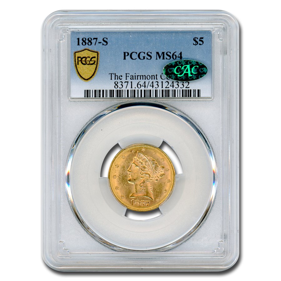 1887-S $5 Liberty Gold Half Eagle MS-64 PCGS CAC (Fairmount)