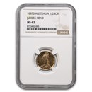 1887-S Australia Gold 1/2 Sovereign Victoria MS-62 NGC